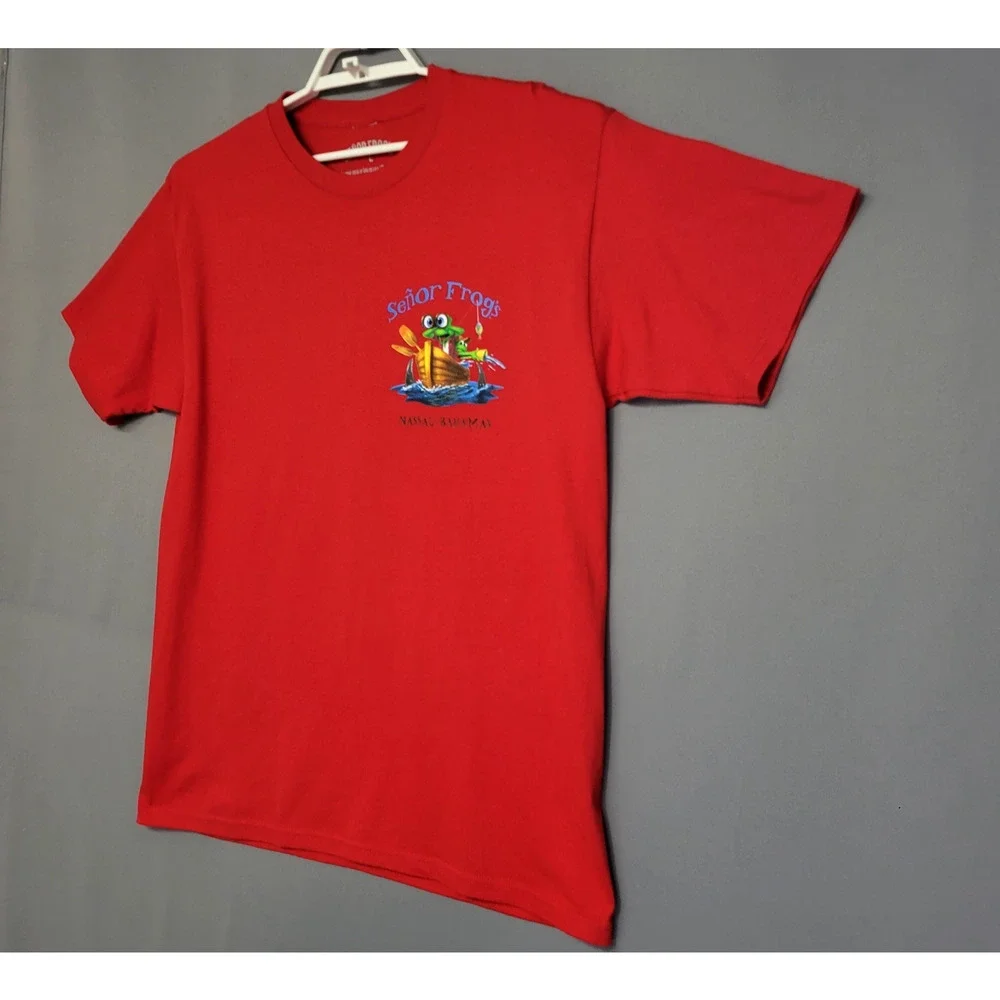 Senor Frogs Nassau Bahamas T-shirt Mens Large Red Graphic 100% Cotton Crew Neck - Picture 4 of 10